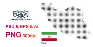 فتوشاپ نقشه ایران به همراه پرچم ایران با طراحی فانتزی لایه باز بصورت وکتور و PSD + PNG یا نقشه ایران به صورت نقطه چین