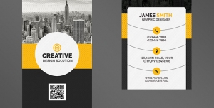 کارت ویزیت لایه باز تبلیغاتی به رنگ مشکی و زرد با موضوع شهرسازی ، معماری ، ساختمان سازی و برج سازی