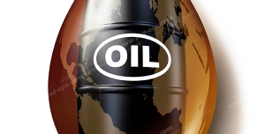 عکس با کیفیت نمادین نفت و تاثیر آن بر اقتصاد جهانی قطره نفت با تصویر بشکه نفت و نقشه قاره ها بر روی آن