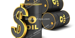 عکس با کیفیت نمادین تاثیر نفت بر قیمت دلار بشکه های سیاه رنگ نفت در کنار علامت دلار $