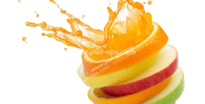 عکس با کیفیت تکه های برش خورده میوه بر روی هم اعم از پرتقال ، لیمو شیرین ، سیب قرمز و سبز