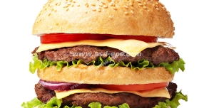 عکس با کیفیت ساندویچ همبرگر گوشت با پنیر با نان اضافه بر روی زمینه سفید