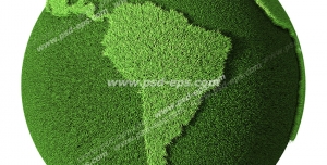 عکس با کیفیت کره زمین به رنگ سبز از سمت غرب و نشان دادن قاره آمریکا جنوبی