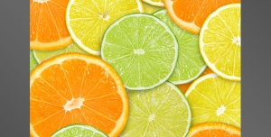 نقاشی یا طرح لایه باز فانتزی حلقه های مرکبات مانند پرتقال ، لیمو ترش و لیمو شیرین