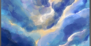 نقاشی یا طرح لایه باز ابرهای باران زا یا آسمان طوفانی و ابری