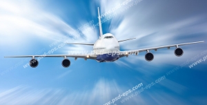 عکس با کیفیت هواپیمای در آسمان در حال حرکت با سرعت در میان ابرها