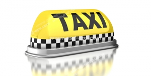 عکس با کیفیت علامت و نماد زرد رنگ کابین ماشین تاکسی با نوار چهارخانه سیاه و سفید