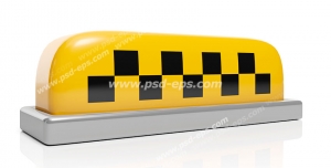 عکس با کیفیت علامت کابین تاکسی با نوار چهارخانه سیاه و زرد بر روی زمینه سفید