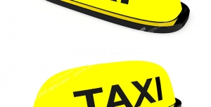 عکس با کیفیت دو نماد کابین تاکسی با رنگ زرد و متن TAXI با دو نما