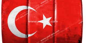 عکس با کیفیت تبلیغاتی پرچم ترکیه حک شده رو بشکه فلزی