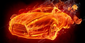 عکس با کیفیت تبلیغاتی خودرو از جنس آتش با سرعت نور