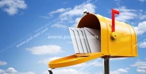 عکس با کیفیت تبلیغات پاکت نامه در صندوق پستی زرد رنگ