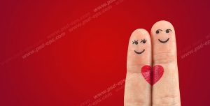 عکس با کیفیت تبلیغاتی دو انگشت اشاره و وسط چسبیده به هم دارای صورتی با نگاه عاشقانه به هم