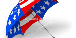 عکس با کیفیت تبلیغاتی یک چتر که روی آن پرچم آمریکا حک شده است