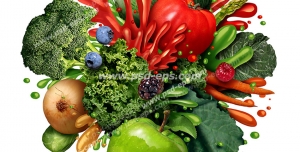 عکس با کیفیت تبلیغاتی گلوله ای از میوه و سبزیجات