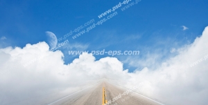عکس با کیفیت تبلیغات جاده در بین ابر ها