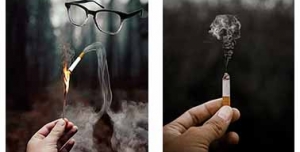 2 عدد عکس مفهومی از خطر سیگار