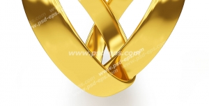 عکس با کیفیت تبلیغاتی دو حلقه طلایی درون هم که به شکل قلب در آمده است