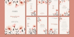 طرح آماده لایه باز بنر استوری اینستاگرام در 9 طرح مختلف با تصاویر با کیفیت با موضوع کارت عروسی و عروسی و تالار