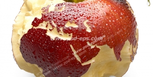عکس با کیفیت تبلیغاتی سیب گاز زده به شکل کره زمین
