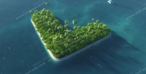 عکس با کیفیت تبلیغاتی جزیره ی کوچک به شکل قلب