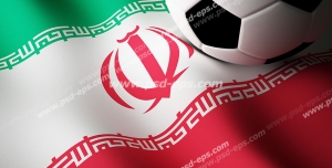 عکس با کیفیت تبلیغاتی توپ بر روی پرچم ایران