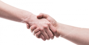 عکس با کیفیت تبلیغاتی دو دست در حال دست دادن در بک گراند سفید