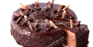 عکس با کیفیت تبلیغاتی کیک ابری شکلاتی با بک گراند سفید