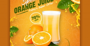 بنر تبلیغاتی آب پرتقال تازه